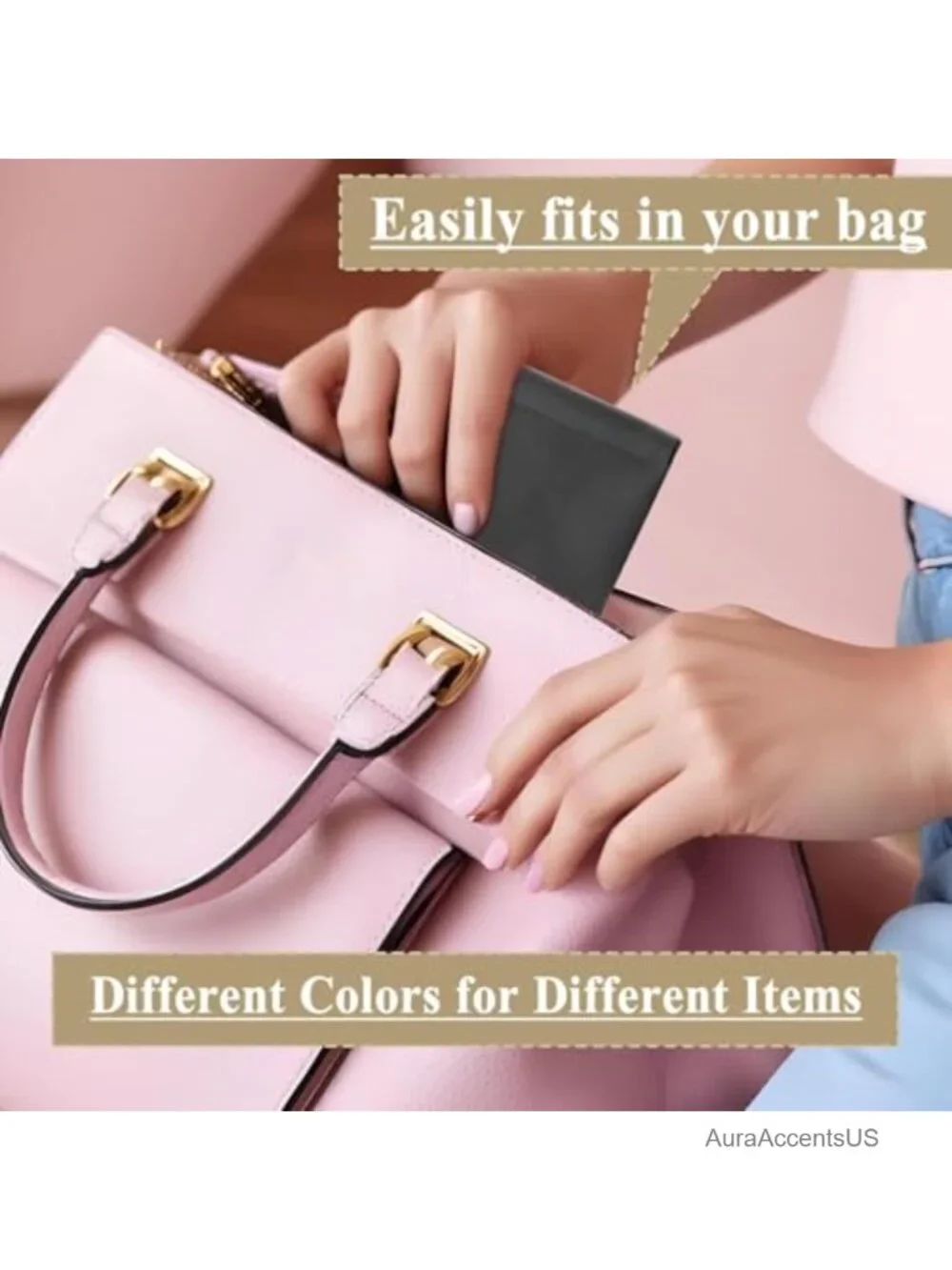 Mini PU Leather Makeup Bag 2-Pack for Purse, Travel Cosmetic Pouch